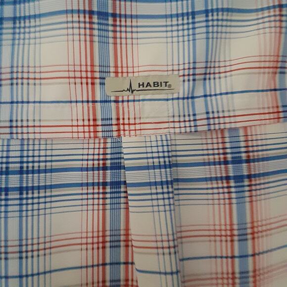 Habit Mens L Short Sleeve Fishing Shirt Vented Solar-Factor 40+ Plaid Outdoors - Picture 7 of 9